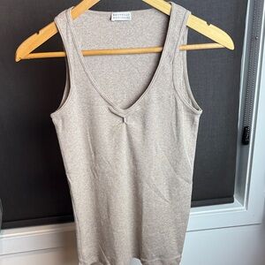 Brunello Cucinelli Cream V-Neck Tank Top